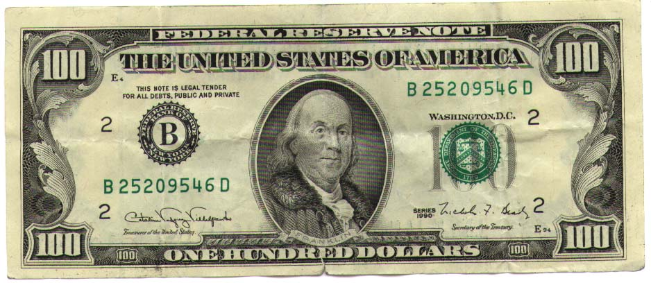 100 dollar bill background. OLD HUNDRED DOLLAR BILLS